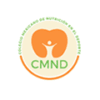 Logo du Collège mexicain de nutrition sportive (CMND). Cœur orange avec une personne au centre, texte vert.