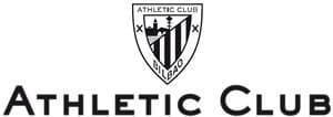 Logo de l'Athletic Club : Bouclier avec un motif rouge, blanc et noir au-dessus du texte « Athletic Club ».