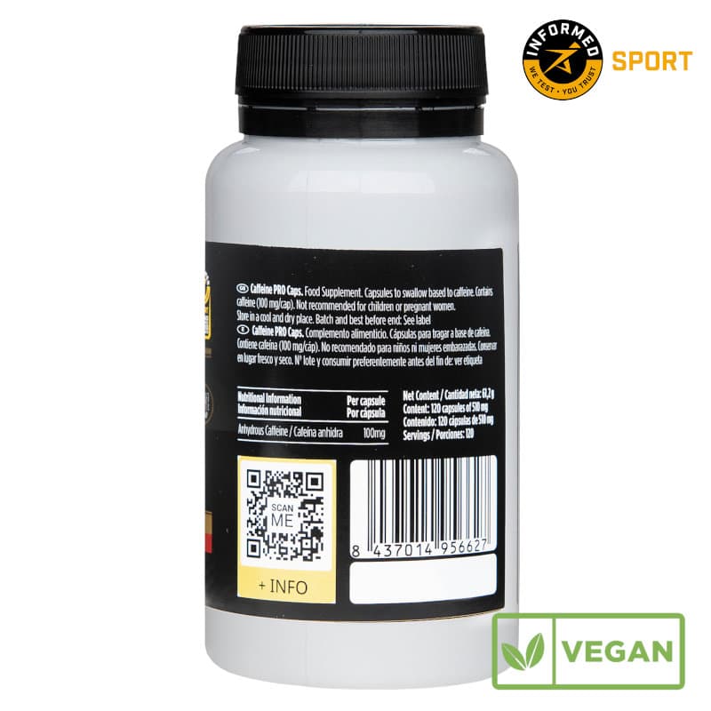 Caféine PRO Caps 100 mg – 120 capsules en situation